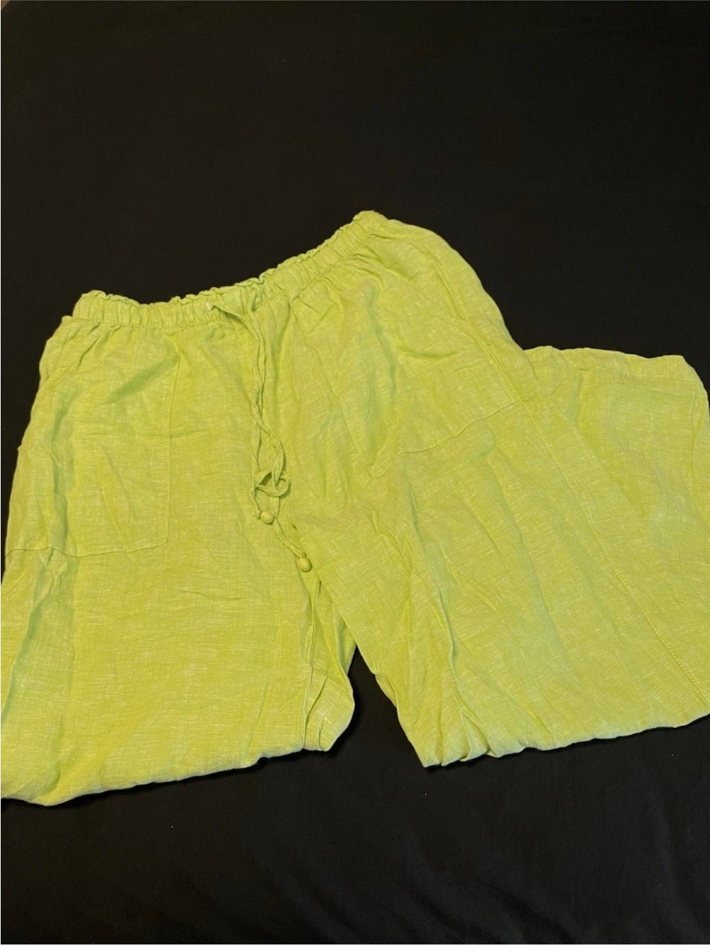 Cynthia Rowley 100% Linen wide leg pants- Lime Green- Size Medium-